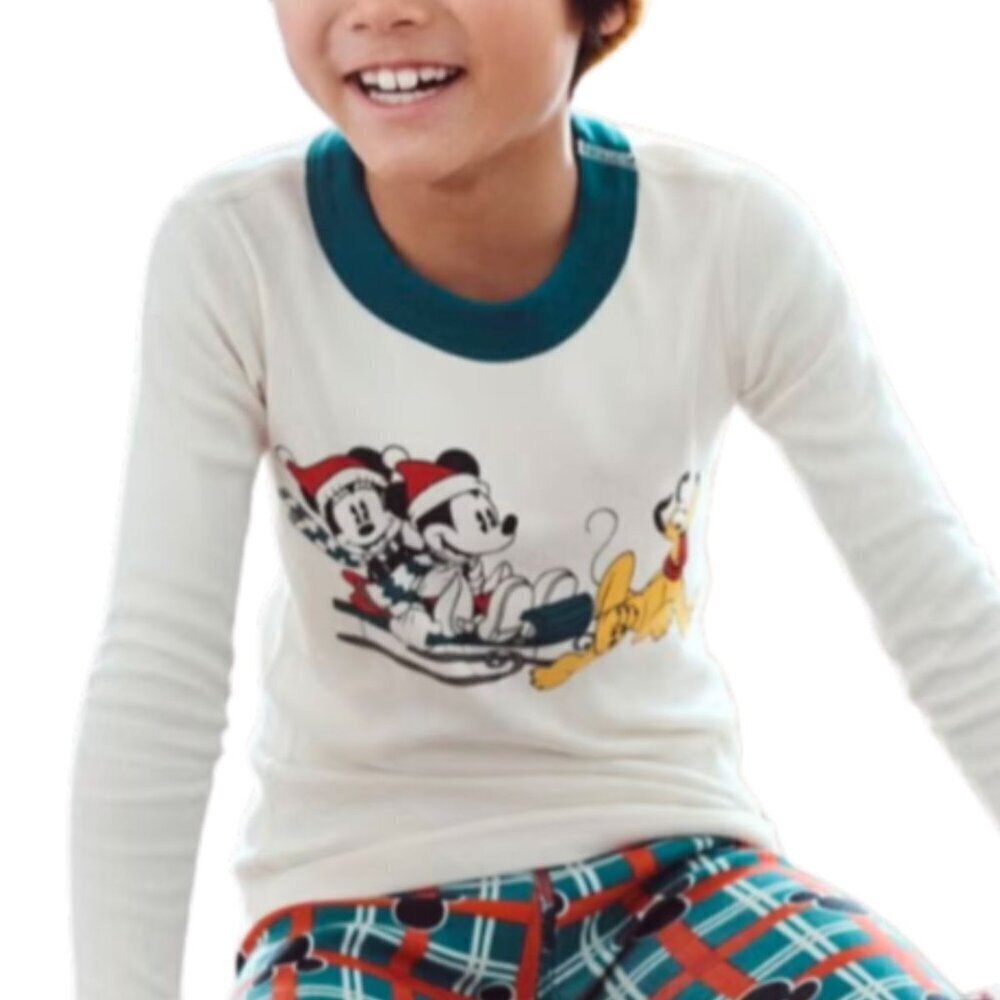 NEW Hanna Andersson X Disney Mickey Mouse Holiday Long John Pajama PJs Set, Sz 5